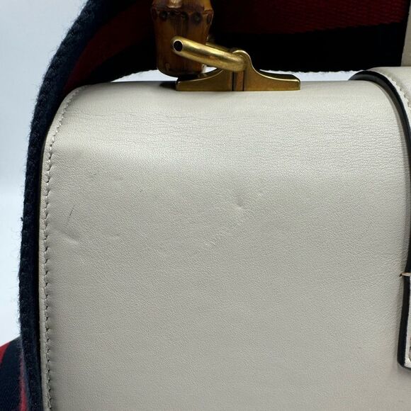 Auth Gucci Dionysus Bamboo Top Handle Red White Blue Leather Satchel Preloved - Picture 16 of 16